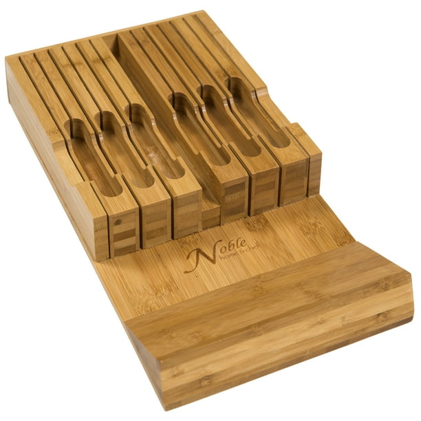 InDrawer Bamboo Knife Block Holds 12 Knives (Not Included) Without
