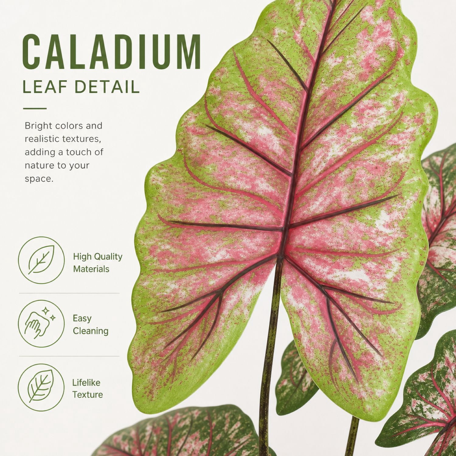 Easy4Home 3.8FT Artificial Plant Fake Caladium Plant Potted Indoor Faux Floor Plant for Home Office Decor, Multicolor