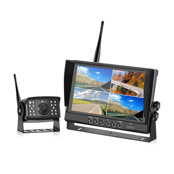 AHD 9 Inch Wireless Car Monitor 4ch Quad DVR Dash Monitors Display IPS Screen Video Recorder Truck Wifi Backup Vehicle Camera ,Clear Night Vision