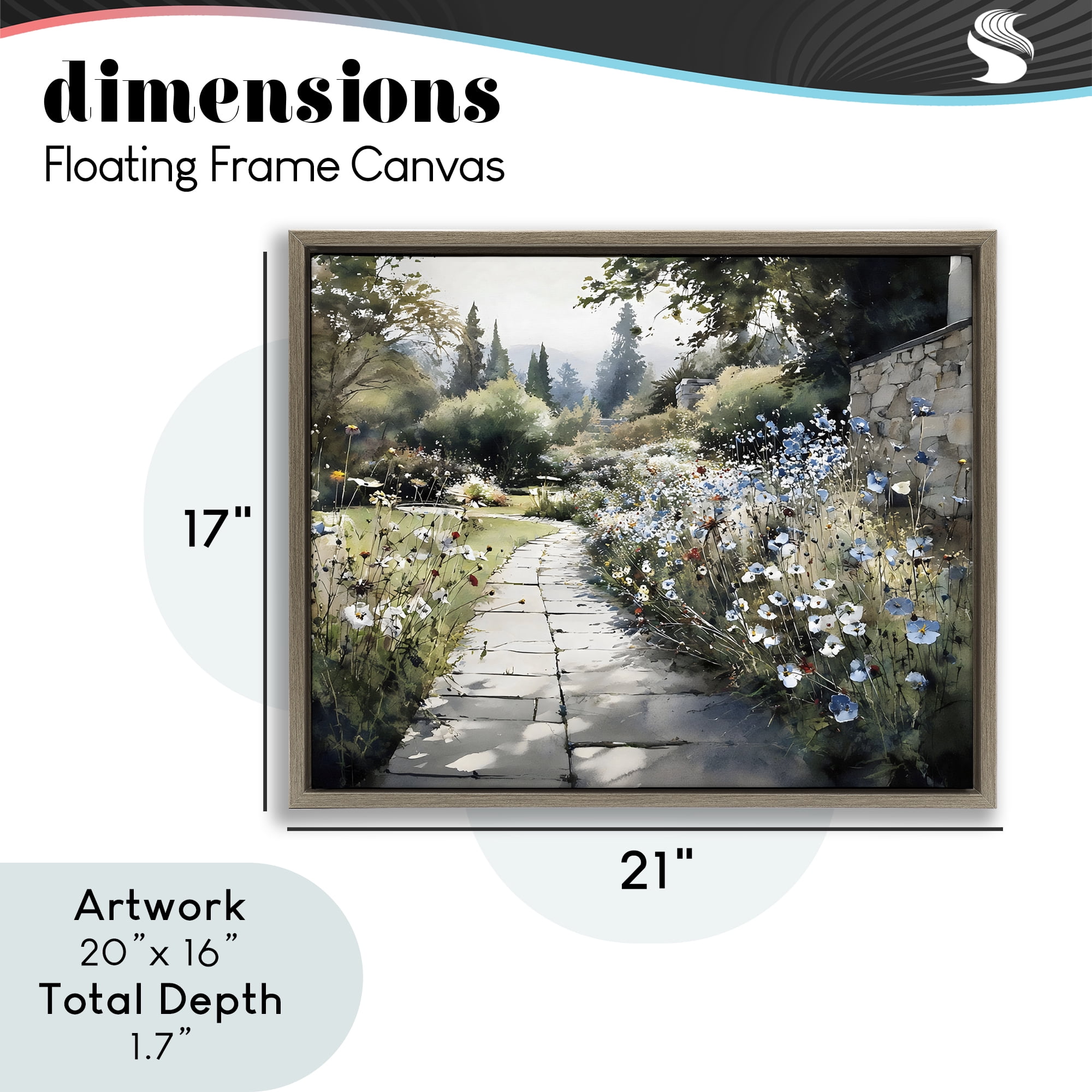 Stupell Industries Garden Pathway in Summer Light Brown Framed Floater Canvas Wall Art, design by Franklyn Gregory