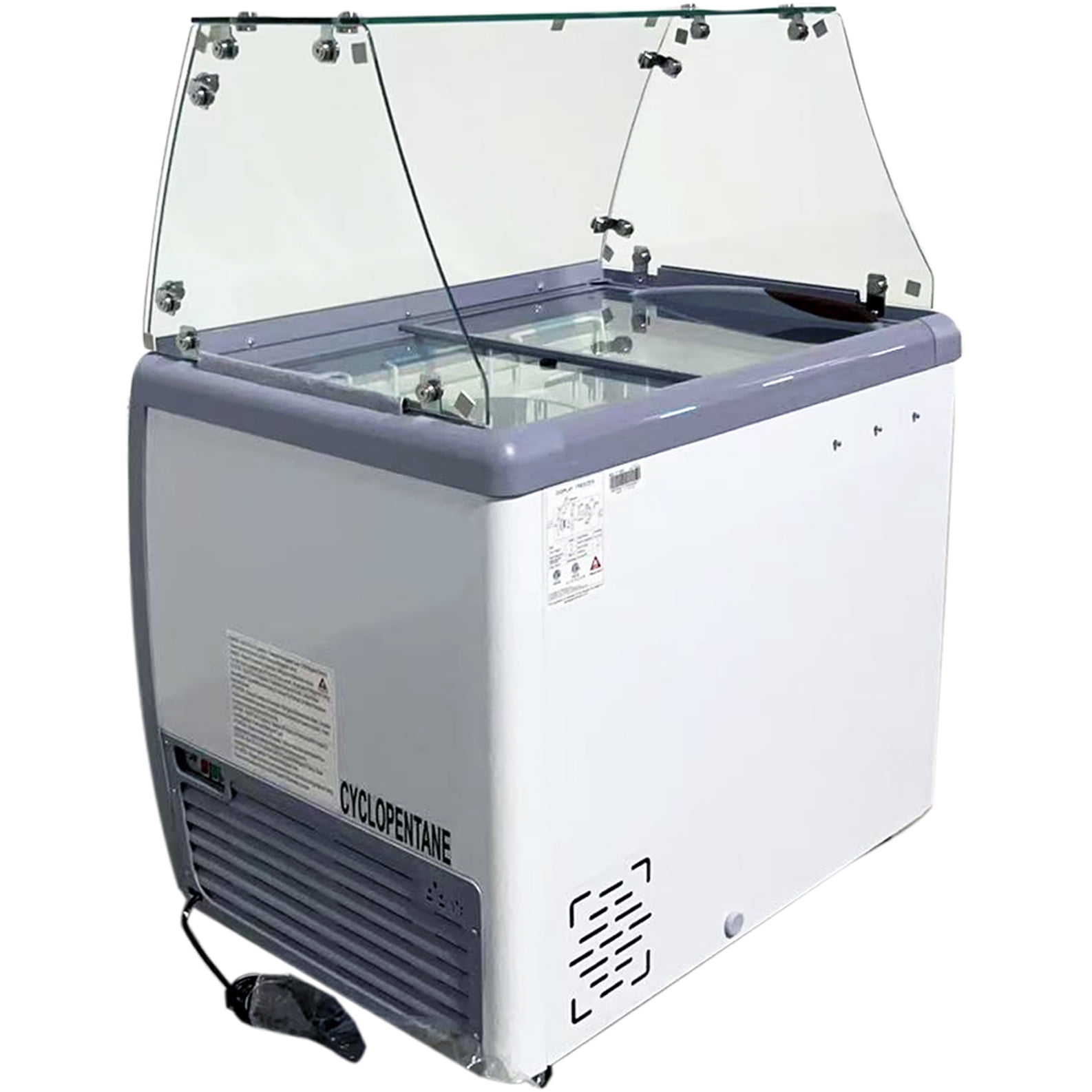 NSF 40" Ice Cream Dipping Cabinet Freezer | 6-Tub Display, Flat Glass Sneeze Guard, R290, 115V