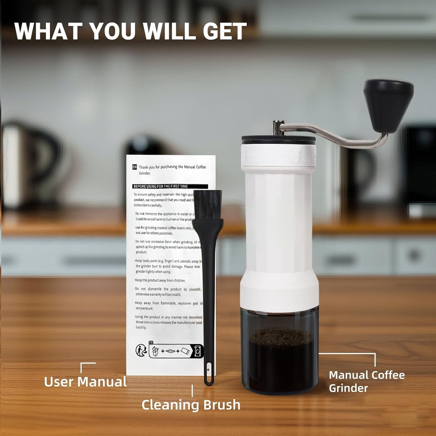 Mini Manual Coffee Grinder with 40 Adjustable Settings, Portable Hand Coffee Bean Mill with 30g Capacity, Conical Burr Coffee Grinder with Crank for Travel, Camping, Office, Espresso, Pour Over, etc