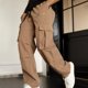 thumbnail image 5 of Pantalones cargo de longitud completa para hombre, deportivos, informales, con bolsillo, cordón y cremallera, color liso, cintura elástica, 5 of 8