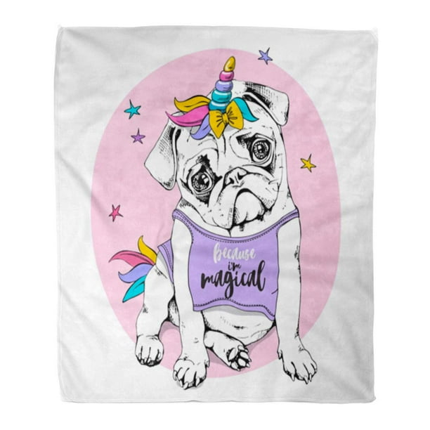 Pug unicorn blanket cheap