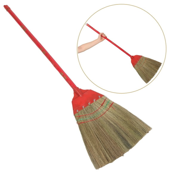 CTIRCHIU Balai en Paille Naturelle Tissé à la Main, Poils d'Herbe Doux, Brosse de Balayage pour le Nettoyage Intérieur et de Patio