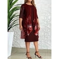 thumbnail image 2 of Plus Size Women Dress Elegant Mesh Print Midi Party Dresses 2022 Autumn Lady Casual Slim Christmas Evening Outfits Blue 3XL 4XLXXXL Gao Jinjia LED, 2 of 2