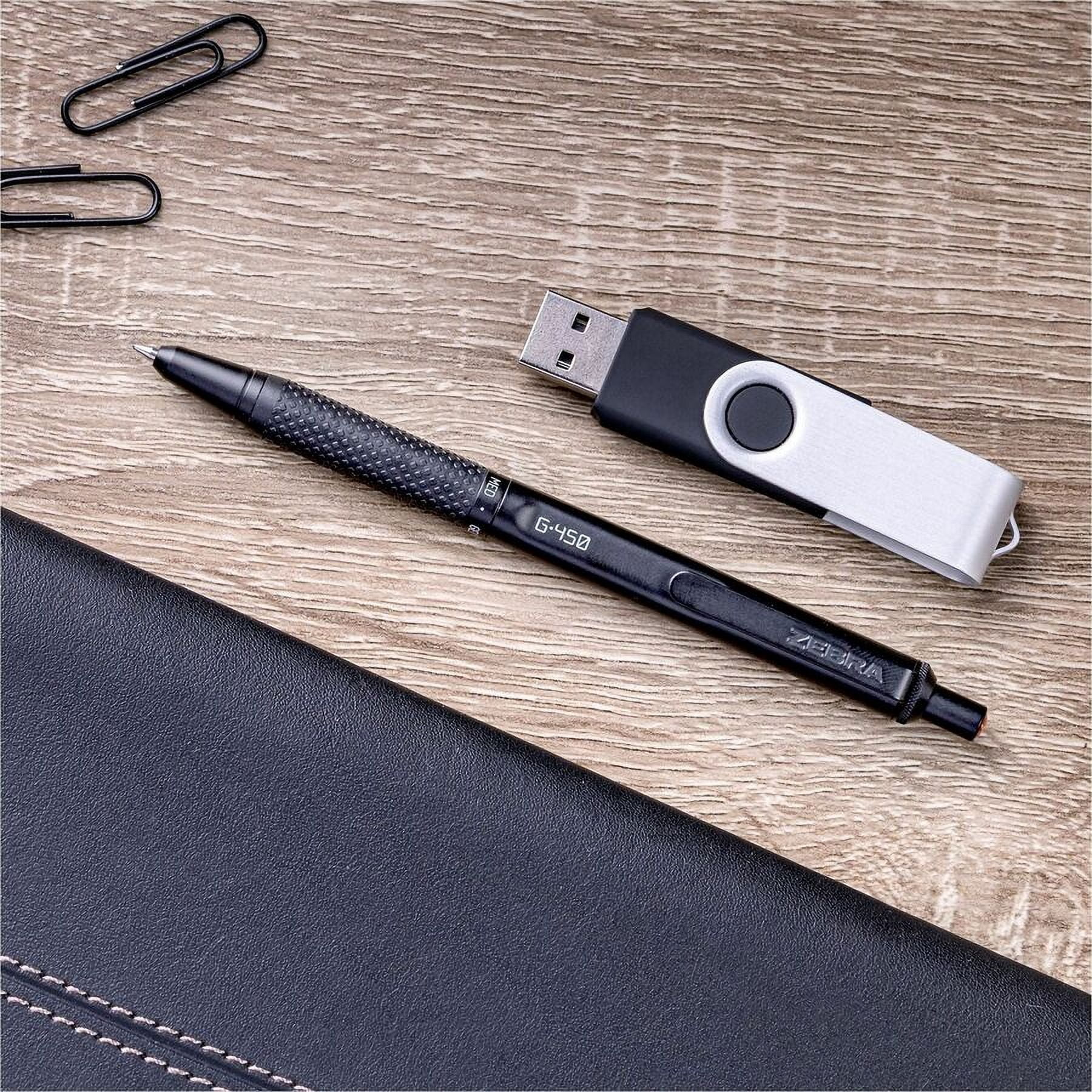 Zebra Pen G-450 Gel Retractable 0.7mm Black 2Pk