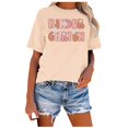 thumbnail image 4 of TSADFHJI Hauts Femmes Crop Mode Décontractée Imprimé Col Rond Manches Courtes Chandail T-Shirt TTG Beige, 4 of 4