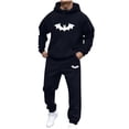 thumbnail image 2 of Gamivast Men's 2 Piece Graphic Hoodie Set Bat Logo Print Sweatshirt and Joggers Warm Soft Tracksuit for Casual Daily Gym Workout Sporty Athletic Outfit, 2 of 5