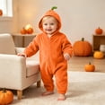 thumbnail image 5 of Baby Kids Halloween Onesie Pumpkin Cosplay Costume for Boy Girl Soft Fleece Plush Flannel Jumpsuit Zip Up Hoodies Casual Party Outfits Funny One Piece with Pockets Orange 9 12-18 Months, 5 of 6