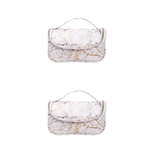 Billuyoard Bolsa de cosméticos con patrón de mármol, bolso de almacenamiento práctico para niñas, bolsa de transporte, organizador de Type1 NO1