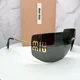 thumbnail image 5 of New MIU MIU Sunglasses Gold Rimless Wrap Square Oversized MIU MIU Logo Italy, 5 of 6