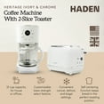 thumbnail image 2 of Haden 12 Cup Coffee Maker with 2 Slice Stainless Steel Bread Toaster, White, 2 of 10