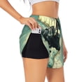 thumbnail image 3 of Lsque Bull Charging Through Waves Printed Women's Running Shorts with Liner Pockets,Elastic Quick Dry Workout Athletic Gym Yoga Shorts,Womens High Waist Shorts-X-Large, 3 of 9