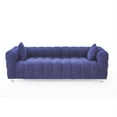 thumbnail image 4 of Modern Sofa Couch, Velvet Sofa, Sleeper Sofa Couch Upholstered Tufted Seater Couch with 2 Pillows Decor Furniture, Velvet Sofa for Living Room, Bedroom, Apartments, Office, Small Space, Blue, 4 of 7