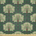 thumbnail image 2 of Ambesonne Floral Fabric by the Yard Upholstery, Art Nouveau Poppies, 1 Yard, Tan Grey Vermilion, 2 of 5