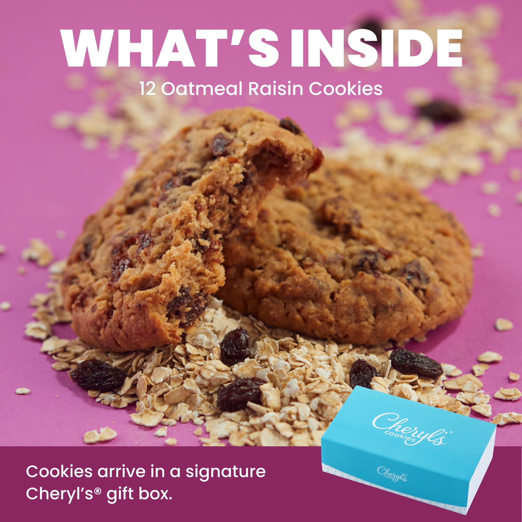 Cheryl's Cookies®  Oatmeal Raisin Cookie Flavor Box, 12 Cookies Individually Wrapped, Gourmet, & Fresh Delivery – Gift for Loved Ones, Family, Friends, Coworkers