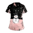 Biziza Snowball 2025 Black Scrub Tops for Women Christmas Nurse Uniform