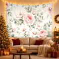 thumbnail image 3 of Pink Rose and Magnolia on Creamy Linen Texture Background, Romantic Watercolor for Flower Lovers, Floral Wall Art, Mother's Day Gift, Tapestry Wall Hanging for Bedroom and Living Room, 3 of 7