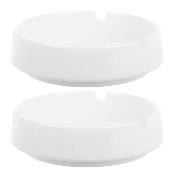 WRITWAA White Plastic Outdoor Ashtray Set, Round Ash Holder with Stylish Design, Versatile 2-Piece Set Fits Any Decor