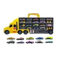 thumbnail image 3 of Camión de transporte de juguete, camión transportador de transporte, juego de juguetes, coche de eyección de pista de transporte para edades de 3, 4, amarillo, 3 of 8