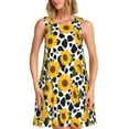 thumbnail image 1 of Vsdgher Robe d'Été Imprimé Vache Tournesol pour Femmes Décontractée Col en U Robe de Plage Sans Manches Robe Débardeur Ample avec Poche, 1 of 7
