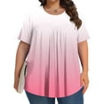 thumbnail image 2 of Lenpel Plus Size Tops for Women Dressy Casual Short Sleeve Crew Neck Gradient Pleated T Shirts Loose Tunic Blouses, 2 of 6