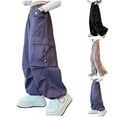 thumbnail image 5 of Fmbrln Girls and Boys Cargo Pants Button Elastic Waist Multipockets Wide Leg Pants Lounge Trousers, Sizes 5-15Y, 5 of 5