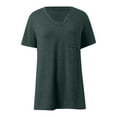 thumbnail image 3 of Womens Basic Short Sleeve V-Neck Shirts Solid Color Casual Loose Fitted Classic Tops Tee With Pocket, 3 of 4