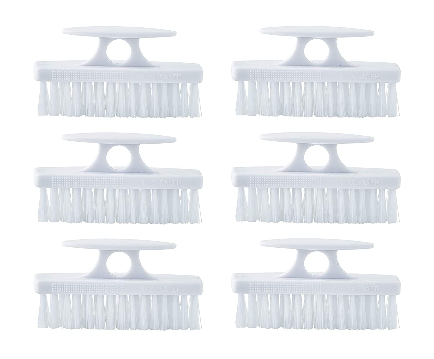 Superio White Nail Brush Cleaner with Handle, 6 Pack Durable Brush