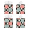 thumbnail image 2 of Gukieu Colorful Checkered Print Leather Tissue Box, PVC Waterproof Velcro Opening and Closing Square Tissue Box Holder, Suitable for Home and Office Decoration, 2 of 7