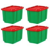 IRIS USA 11.5Gal/46Qt Heavy-Duty Stackable Plastic Holiday Storage Bin Tote Container with Quick Snap Lid - 4 Pack