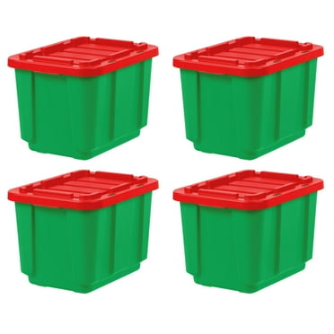 IRIS USA 11.5Gal/46Qt Heavy-Duty Stackable Plastic Holiday Storage Bin Tote Container with Quick Snap Lid - 4 Pack
