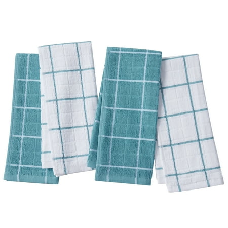 

CANNON Noah 100% Cotton Kitchen Towels (15 L x 25 W) with Classic Windowpane Design Highly Durable Premium Yarn Dye Multi Purpose Cleaning Cloths for Home Office (4-Pack Blue)