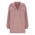 thumbnail image 4 of BiZtdJrK Womens Fleece Zip Up Jacket with Hooded Solid Color Long Sleeve Sweatshirt Jackets Casual Pockets Hoodies Coat Fall Clothes Prime Today Pink XL, 4 of 9