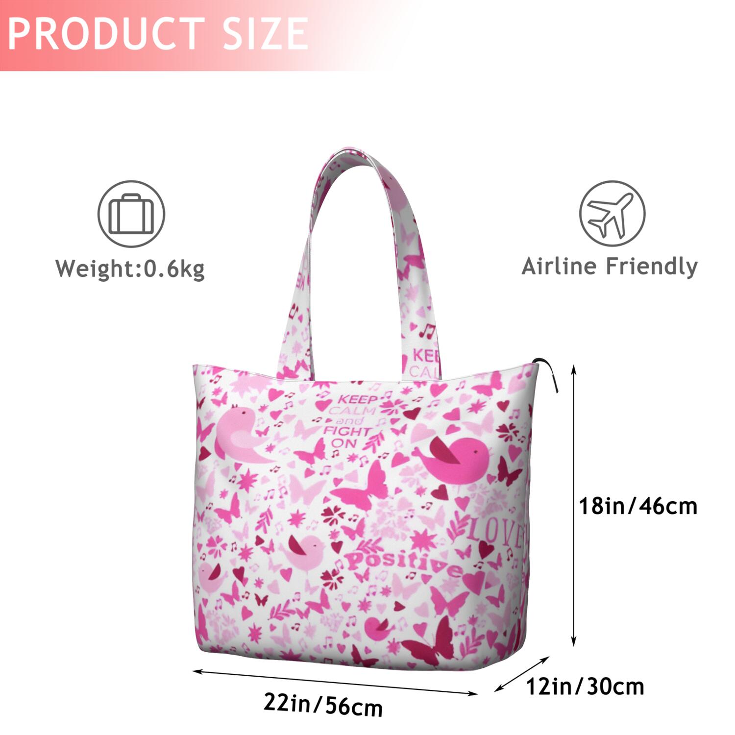 Pink Breast Cancer Travel Tote Bags for Women Carry On,Large Weekender Bags for Women Travel,Multi Functional Duffle Bag for Work,Shopping,Sports