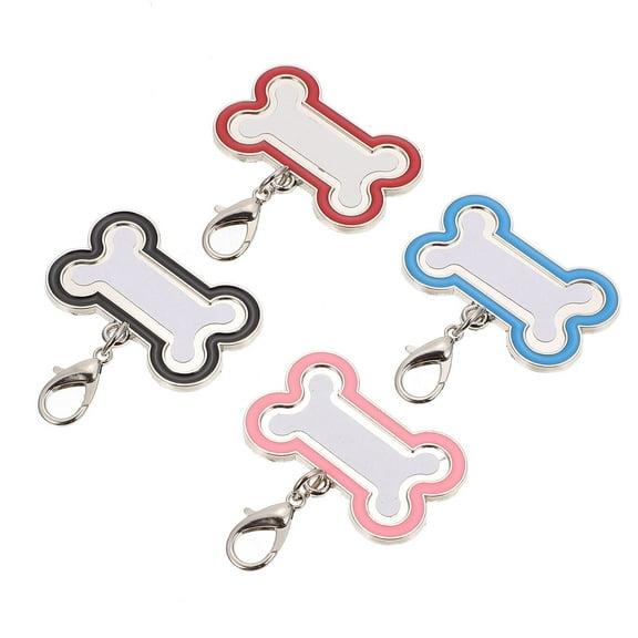 Soimiss 4pcs Heat Transfer Dog Tag Dog ID Name Tags in Blue for Daily Use Pet Identification