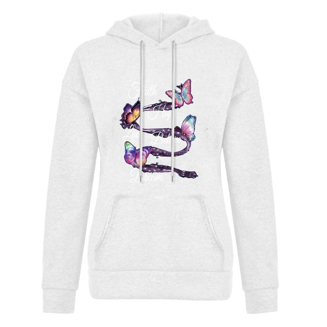 Penkiiy Sweat à Capuche pour Femmes Mode Manches Longues Imprimé avec Poche Décontracté Blanc Y2K