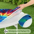 thumbnail image 5 of Colorful Rainbow Tie Dye Spiral Pattern Round Fitted Tablecloth with Elastic Edge,Dining Table Cover Waterproof,Outdoor Round Tablecloth for Camping,Dining,Indoor and Outdoor, 5 of 7