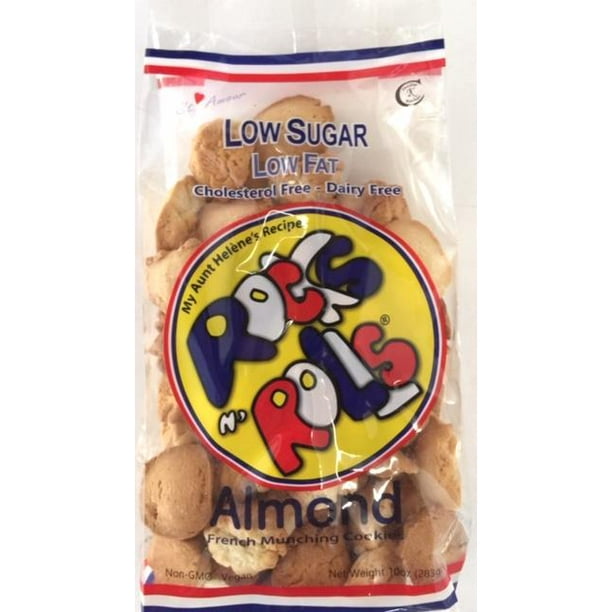 ROCKS N ROLLS low sugar vegan cookies ALMOND (4 X 10oz bags