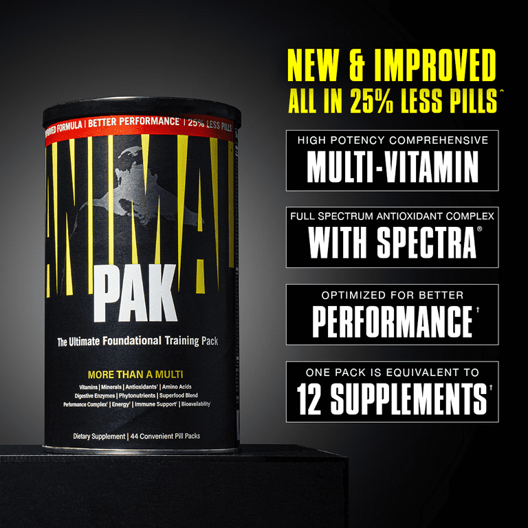 Animal Pak - All-in-One Performance Vitamin Pack with Spectra and Zinc - 44  Packets