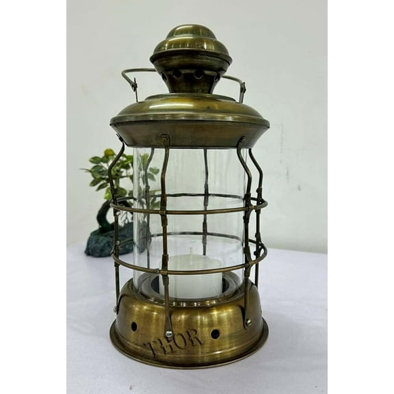 Antique Maritime Candle Lantern Round Iron Ship Candle Lamp Hanging Lamps Home Decor for Indoor and Outdoor Vintage Nautical Hanging Home Decor Candle Lamp Antiue