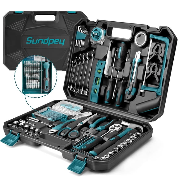 Kit de herramientas Sundpey Home, 257 piezas, con caja de almacenamiento, azul