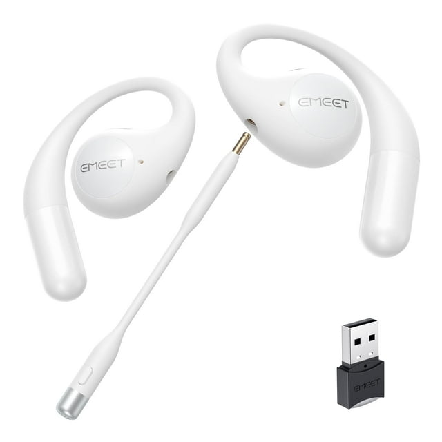 Auriculares abiertos EMEET Airflow Bluetooth 5.3 con micrófono blancos