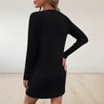 thumbnail image 3 of cocolona Womens Sweater Dress Zipper V Neck Long Sleeve Pullover Dress Fashion Solid Color Knit Mini Dress, 3 of 6