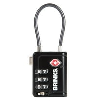 Brinks, 34mm TSA Indicator Combination Padlock with Steel Cable Shackle, Black