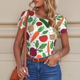 thumbnail image 6 of KLL Women 's Crew Neck Bodysuit Jumpsuits Vegetables Print Short onesies Stretch T Shirts, 6 of 7