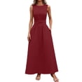 thumbnail image 4 of XuJwPNcy Dresses for Women Sleeveless Tie Front Aline Dress Round Neck Thin Maxi Dresses Ladies Summer Comfortable Clothes, 4 of 7