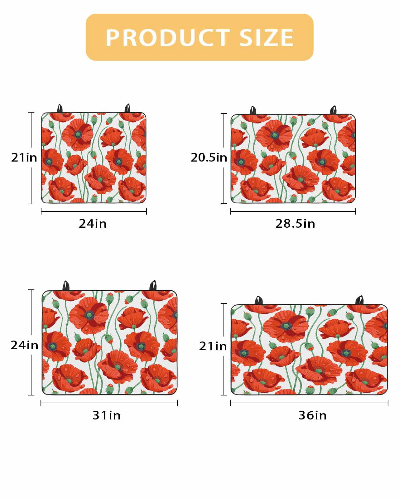 Large Induction Cooktop Protector Mat Red Flowers Stove Top Covers for Electric Stove, Spring Floral Watercolor Botanical Decorative Stove Burner Cover Mats, Glass Top Stove Cover