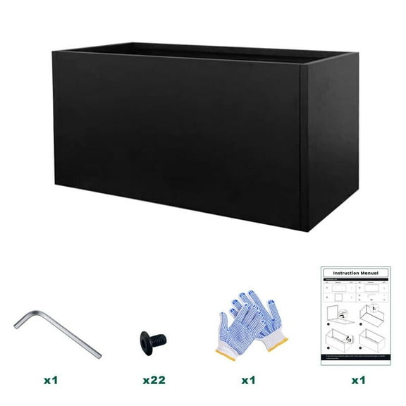 31.5x16x16" Rectangular Planters Pot Metal Steel Garden Outdoor Flower Pot Yard